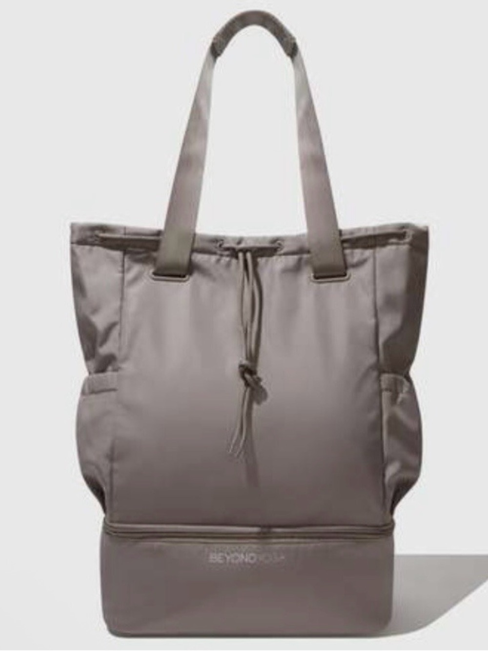 Beyond Yoga Taupe Convertible Bag with Drawstring, NWT